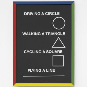 Artist edition (framed) - Driving a Circle, Walking a Triangle, Cycling a Square, Flying a Line