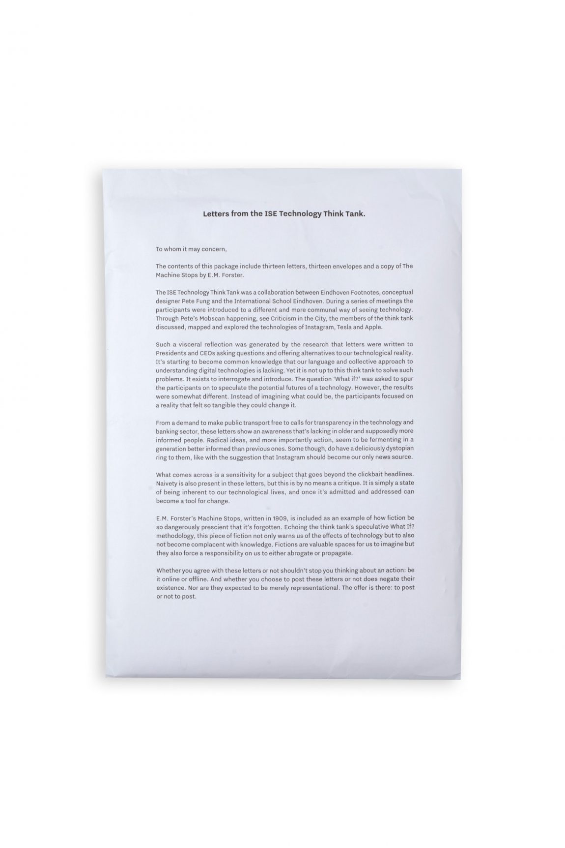 Letters from the ISE Technology Think Tank - zine #4